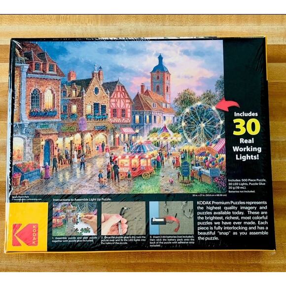 New Kodak Premium Jigsaw Puzzle Beary Patch Park 500pc Lighted Sealed 27x20 Inch - Picture 2 of 4